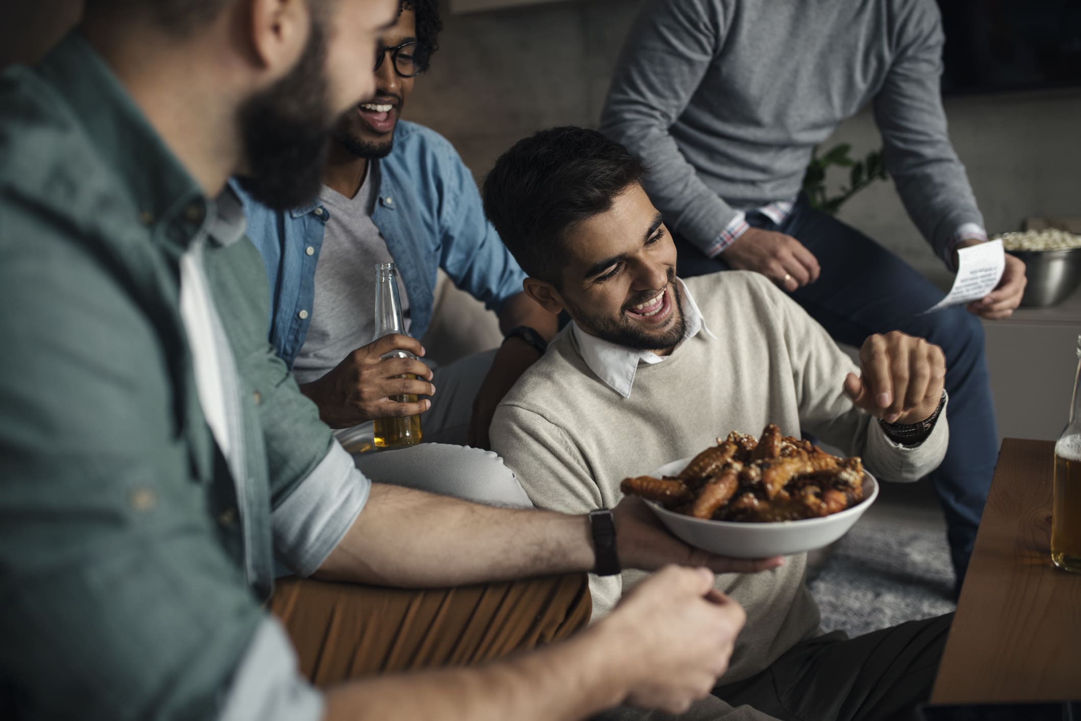 Eating chicken wings