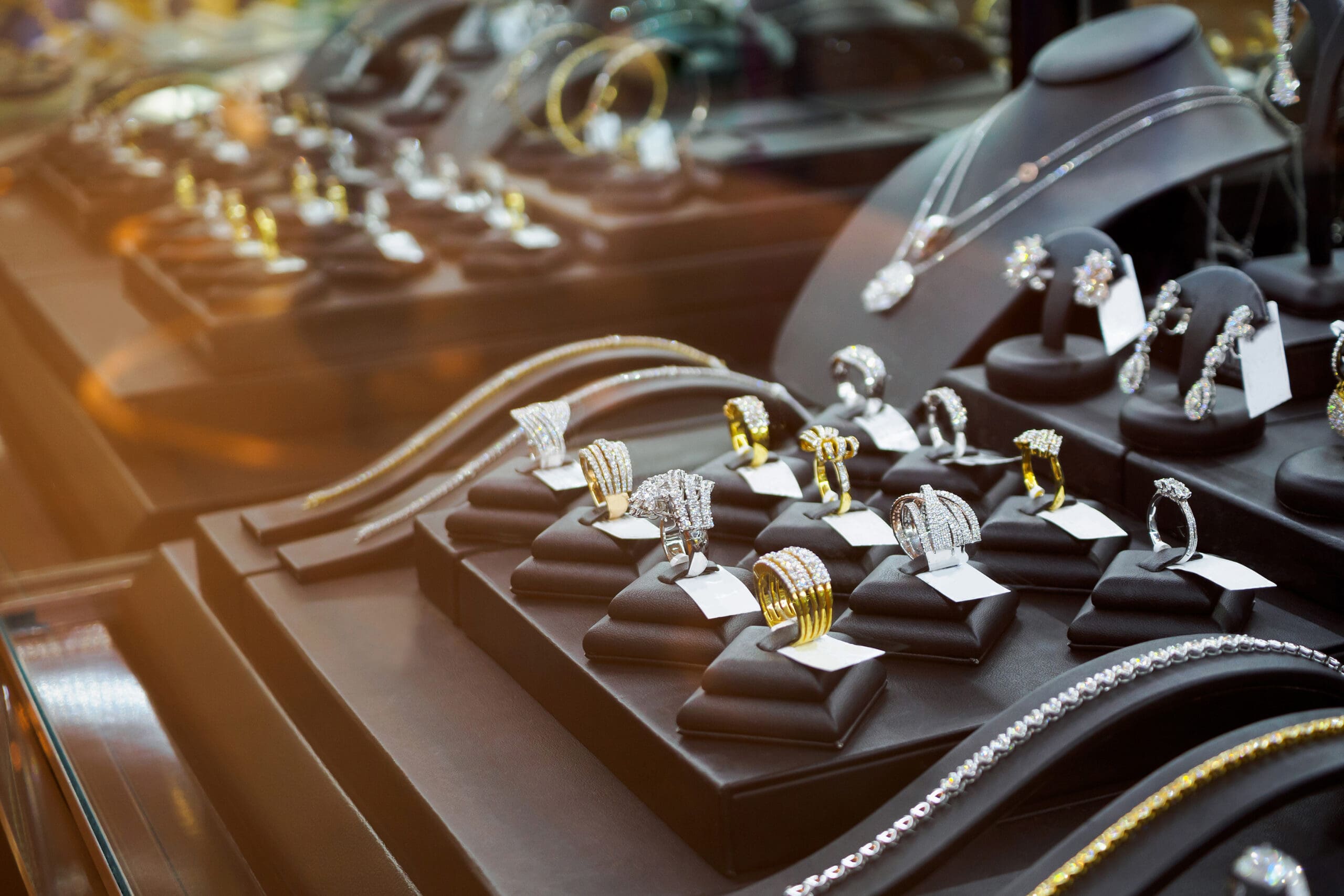 jewelry shop with rings and necklaces