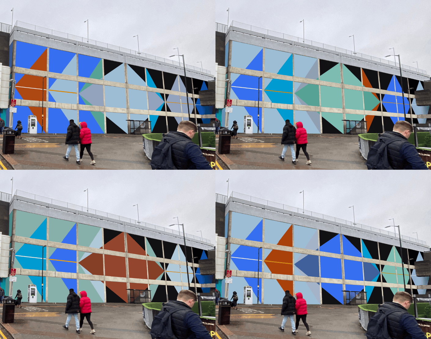 The four mural design options for The Rough Gemstones project The Great Egg-scape
